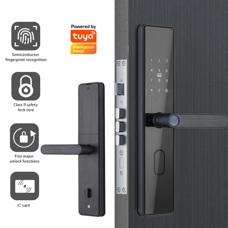 Smart home hotel door digital lock, residential Tuya smart life app, TTock fingerprint password card WiFi smart door lock