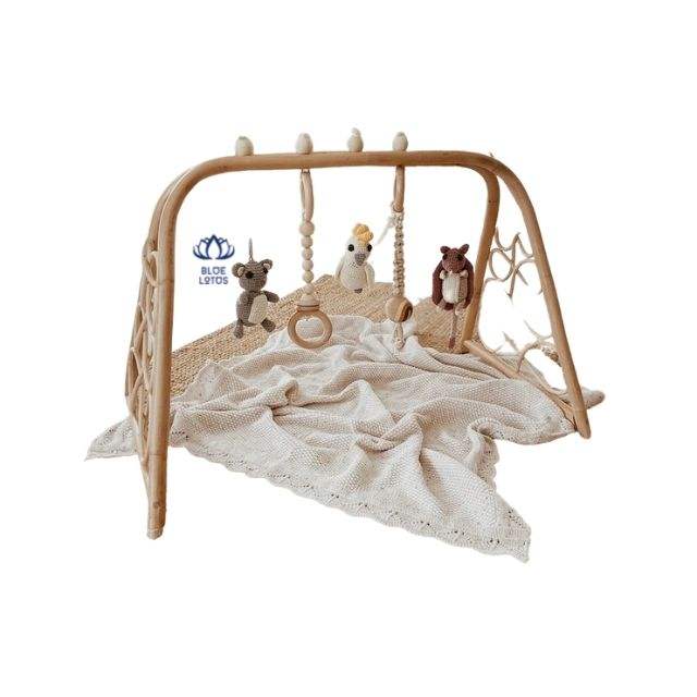 Rattan baby play gym activity toy